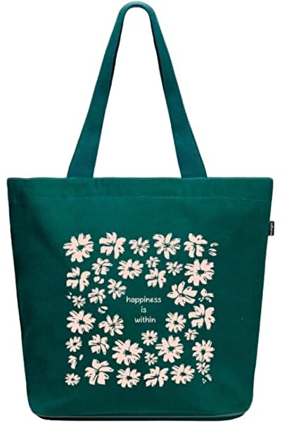 Eco Right Aesthetic Canvas Tote Bag for Women - Large, Reusable, Zippered Tot...