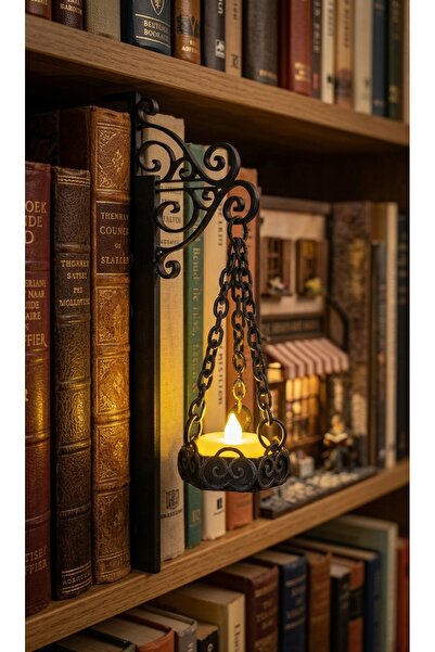 Dekoratif Kitap Arası Mum Görünümlü LED Sokak Lambası - Kitaplık Aksesuarı & Vintage Kitap Tutucu