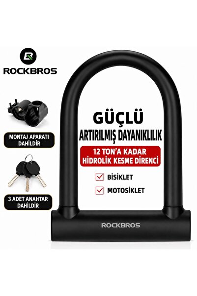 ROCKBROS Çelik U Motosiklet ve Bisiklet Kilidi 22 mm