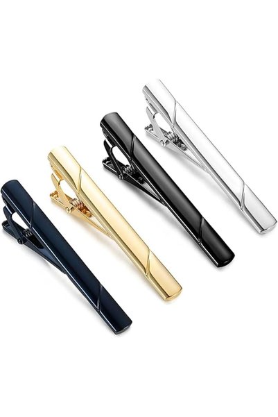OriTi Tie Clips for Men, 4 Pack Classic Tie Clip Silver Necktie Tie Bar Pinch...