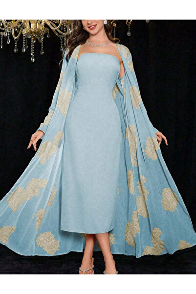 Sheya Dress and Cardigan Set, blue