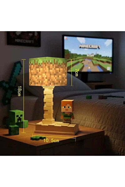 lstri Minecraft LED Gece Lambası Çocuklar ve Oyuncular İçin Masa Lambası | 5 Aydınlatma Modlu Şarj Edilebilir LED Oyun Gece Minecraft Blok Gece Lambası -LED Lamba Işığı