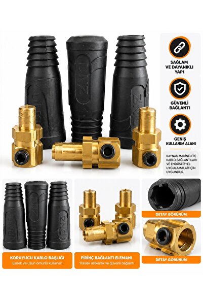 GÜVEN KAYNAK 35-70 mm² Kaynak Kablosu Soketi Kauçuk Erkek Trafimet İtalyan