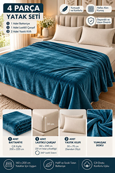 Nilyso Home Σετ Κουβερλί Διπλό Σούπερ Σούπερ Σοφτ 200x220 εκ. – Ελαστικό Σεντ...