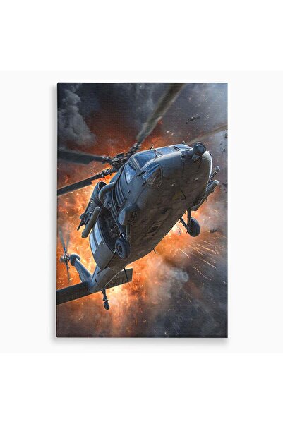 Luxcanva Tablou Canvas Elicopter In Flacari 70x100 cm pe Sasiu Lemn Razboi Ac...