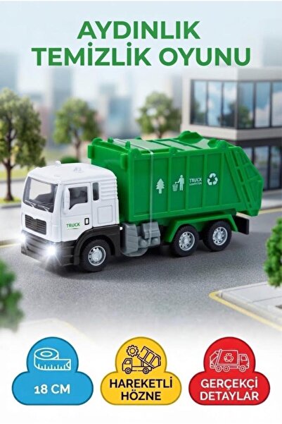 Tıfıl Toys Işıklı ve Sesli Çek Bırak Mekanizmalı 15 cm Geri Dönüşüm Kamyonu A...