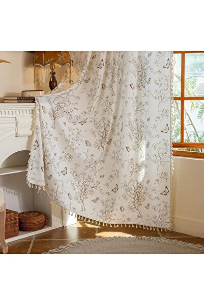 GENERAL ستائر بوهو جاكار من ENJOYBRIDAL بطول 63 بوصة، لوحتين، ستائر زرقاء بنق...