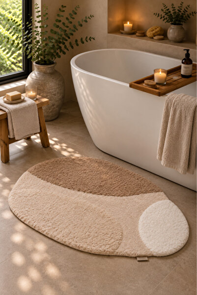 Çeyiz Diyarı Selly 100% Cotton 70X110 cm Bath Mat Beige