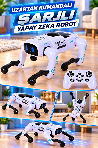 hak-iş oyuncak Uzaktan Kumandalı Şarjlı Beyaz Yapay Zeka Robot – Sesli Komutl...