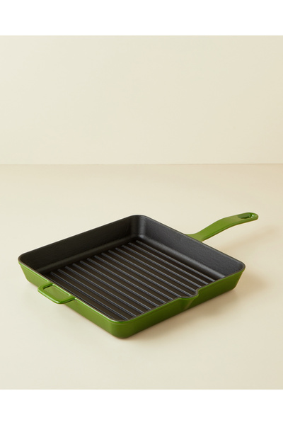 Hecha Demir Döküm Kare Grill Tava 30 cm Yeşil Degrade