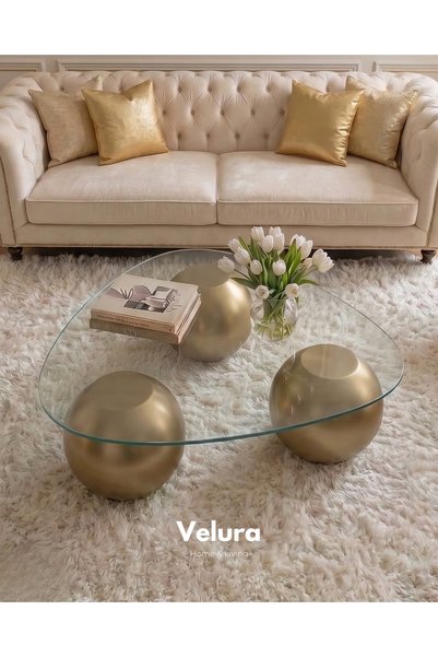 Velura Home & Living Küre Orta Sehpa - Gold - Üçgen Şeffaf