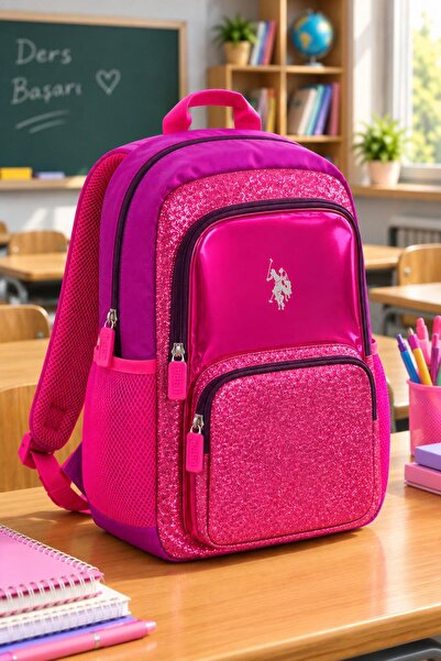 U.S. Polo Assn. School Bag Backpack Lightweight Multi-Compartment Water Bottl...