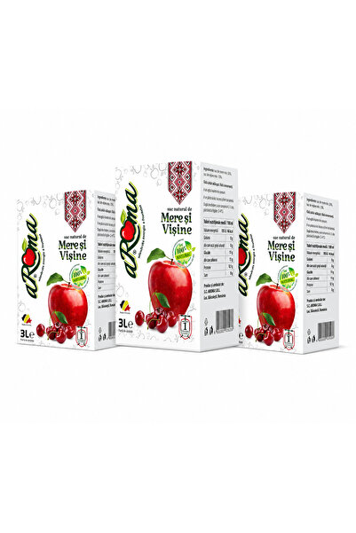 Aroma Pachet 3 cutii suc de mere si visine, presat la rece, fara zahar adauga...