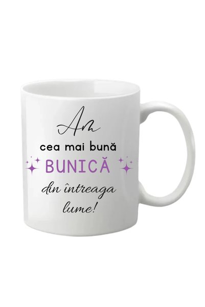 INOVATIX Cana personalizata - Am cea mai buna Bunica, alba, 330 ml