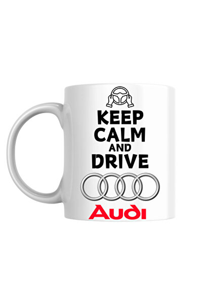 INOVATIX Cană personalizată - Keep Calm and Drive Audi!, albă, 330 ml