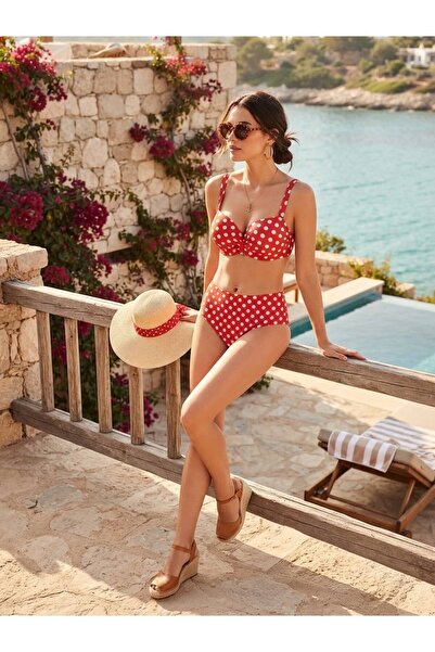Laura Baresse Fiesta Zarif Puan Desenli Balenli Kaplı Toparlayıcı Bikini Takım