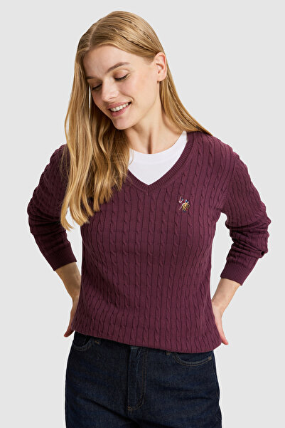 U.S. Polo Assn. Women's Burgundy Basic Sweater 50327575-Vr180