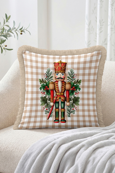 Realhomes Christmas Decorative Throw Pillow with Soldier Figure, Red and Gree...