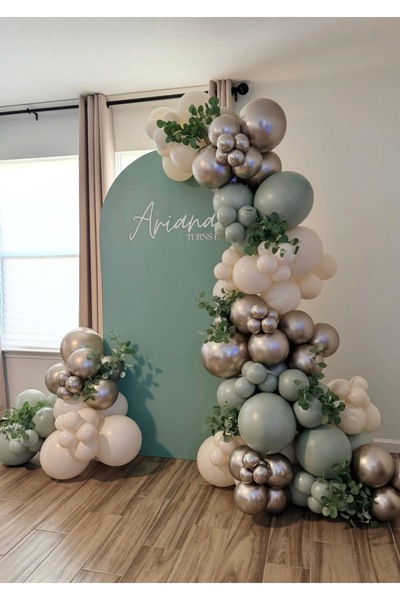 Çemrek Süs Parti Retro White Winter Green Chrome Balloon Chain Set of 100