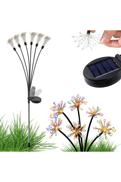 varioshop ®   Lumini solare de grădină tip artificii, Set de 2, LED multicolo...