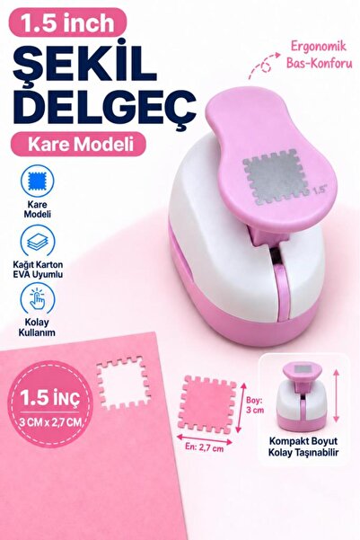 OFİSİNN 1.5 İnç Pul Şekilli Delgeç Şekilgeç 3 x 2,7 cm Kağıt Karton EVA Uyumlu