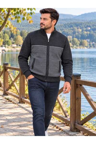 KMKkombin Men's Standard Fit Zip-Up Sports Cut Casual Cardigan