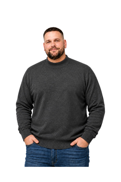BattalModa سترة رجالية كبيرة الحجم بياقة نصف دائرية XL-2XL-3XL-4XL