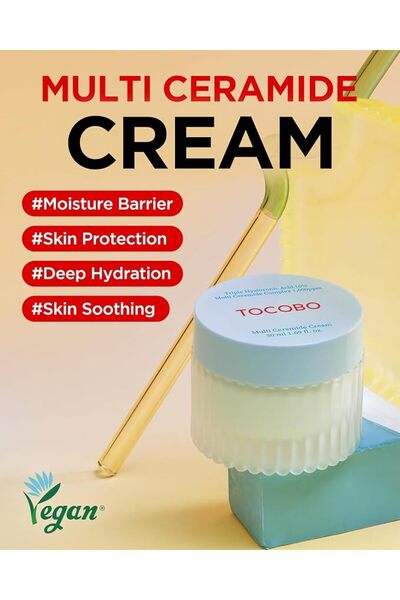TOCOBO Korean Vegan Multi Ceramide Cream Hydrating and Skin Care Lotion with Natural Ingredients and Suitable for Sensitive Skin