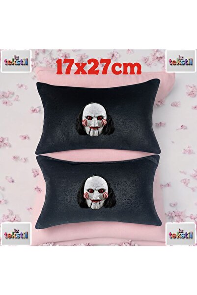 MASKE BASKILI Araç Boyun Yastığı SİYAH DÖŞEMELİK 2 Adet 17x27cm.LASTİKLİ