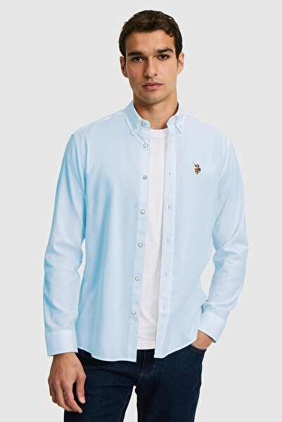 U.S. Polo Assn. Men's Light Blue Long Sleeve Basic Shirt 50320242-Vr003