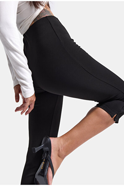 it's basic Kadın Siyah w6-1 Capri Leggings Esnek Kumaş Capri Pantolon