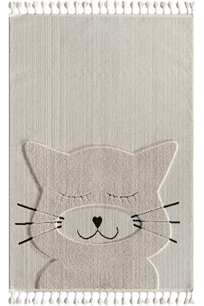 Empera Kids - Kitty Kedi Figürlü Takma Saçaklı Çocuk Odası Halısı