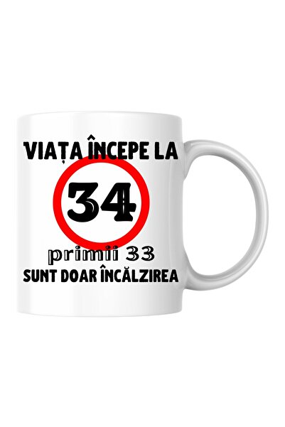 INOVATIX Personalized Can - Life Begins at 34, White, 330 ml