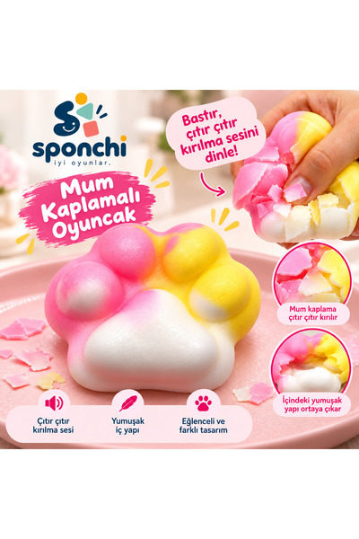 Genel Markalar Sponchi Pati Mum Kaplı Çıtır Çıtır Kırılan Yumuşak Fidget Sıkm...