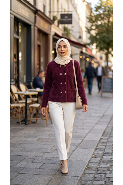 Sakallı Kısa Hırka Düğmeli