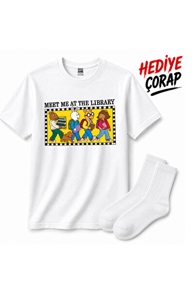 barsdepo Meet Me at the Library Printed T-Shirt, Unisex 100% Cotton (with Sup...