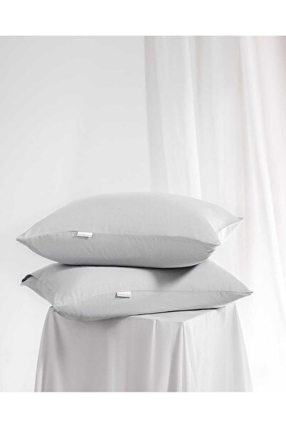 Madame Coco Adenya Sepeti Ciel 100% Cotton Satin 2-Piece Pillowcase - Gray