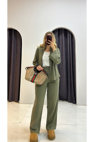 MERVENS Muslin Linen Shirt Trousers Set
