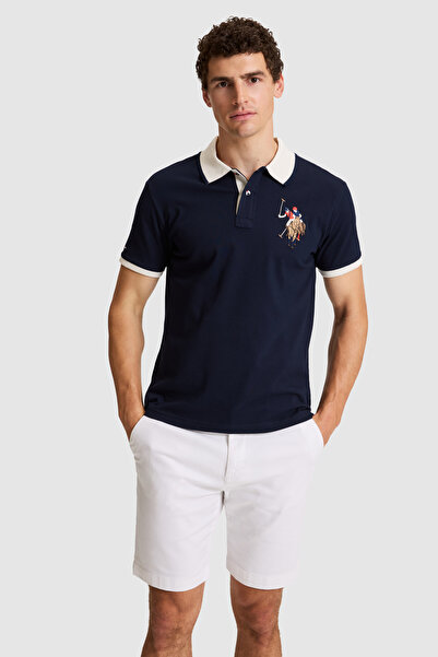 U.S. Polo Assn. Men's Navy Blue Slim Fit Polo Collar Basic T-Shirt 50322299-V...