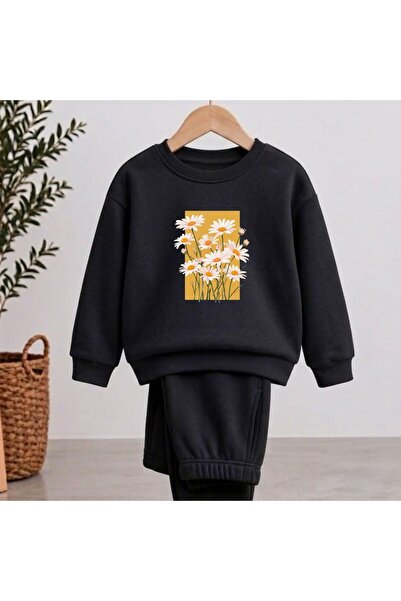 playwear Team Sweatshirt Daisy Square Printed Girls Boys Crew Neck