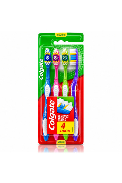 Colgate Periuță de dinți manuală, Premier Clean Medium, peri medii, set 4 buc...