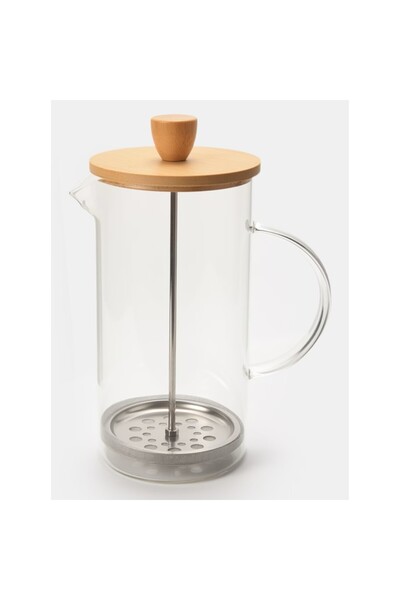 OEM French Press for Coffee or Tea, Wooden Lid, Borosilicate Glass Carafe