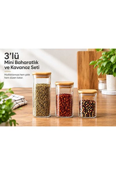 AYBABA STORE Mini Borosilicate Glass Spice Jar and Jar Set with Bamboo Lids, ...
