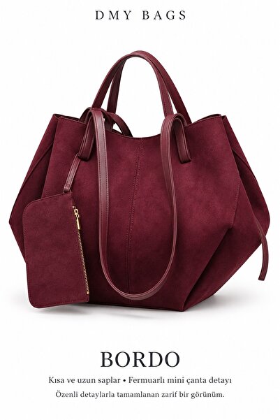 DMYBAGS Premium Kadın Aksesuarlı Omuz Çantası Bordo