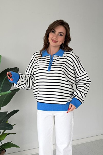 MaziButik Collared Striped Sweater