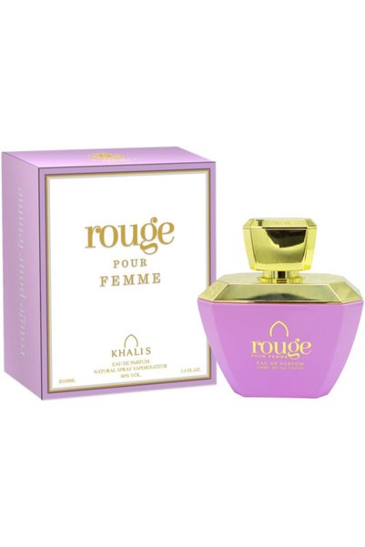 khalis PERFUMES Rouge Pour Femme Eau de Parfum for Women, 100ml, Floral-Fruity Gourmand with Orange, Blackcurrant, Jasmine, Vanilla, and Praline