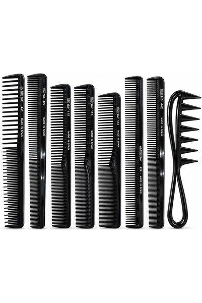 Generic EUROSTIL Professional 8-Piece Black Hair Comb Set – Models 441, 422, ...