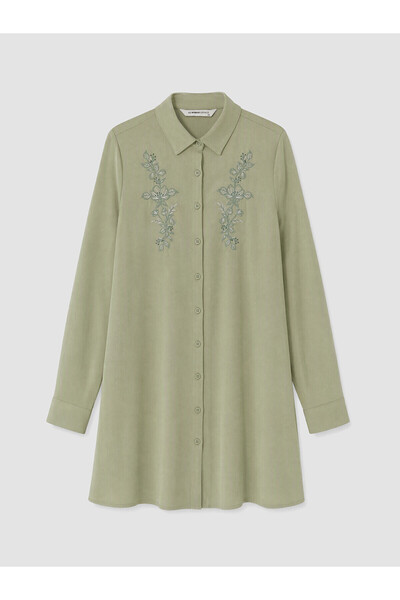 LC Waikiki Lcw Grace Green Embroidered Women's Shirt Tunic with Nevavm Differ...