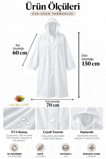 Lucky Love Unisex White Eva Fabric Water Windproof Adult Raincoat Spring Autumn