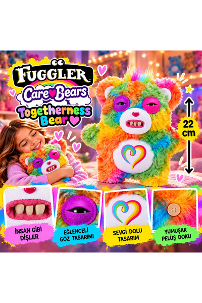 Cici Oyuncak Fuggler x Care Bears Togetherness Bear 22 cm Renkli Peluş Figür ...